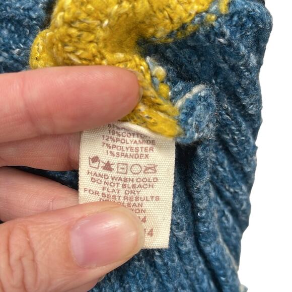 Hem & Thread Color Block Knit‎ Purple Yellow Blue Tan Sz M Sweater fall boxy fit - Picture 5 of 5